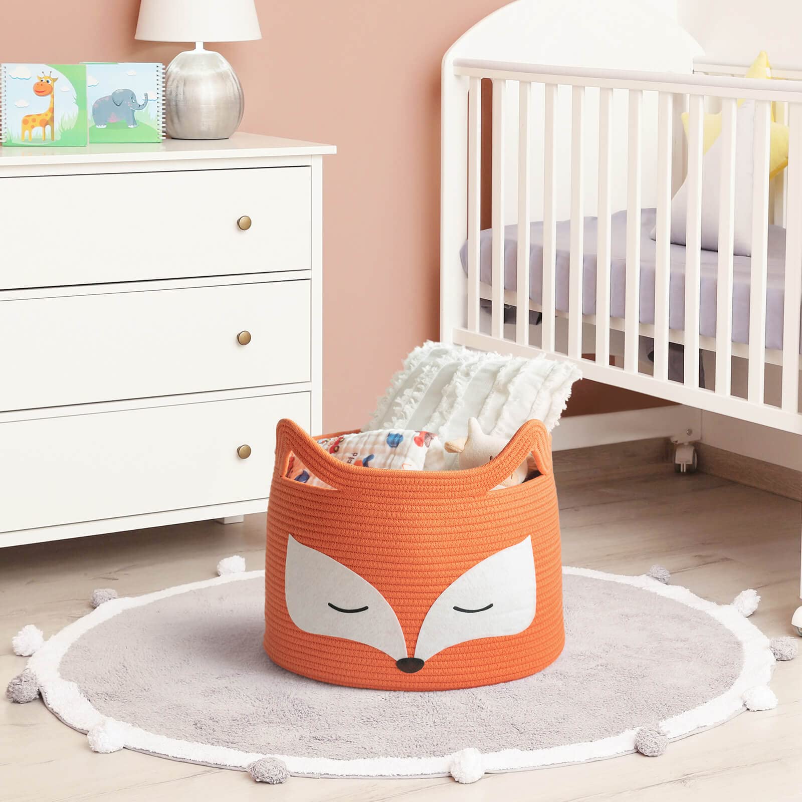 HiChen Fox Decor Basket doubles as a pet bed or cozy toy bin.