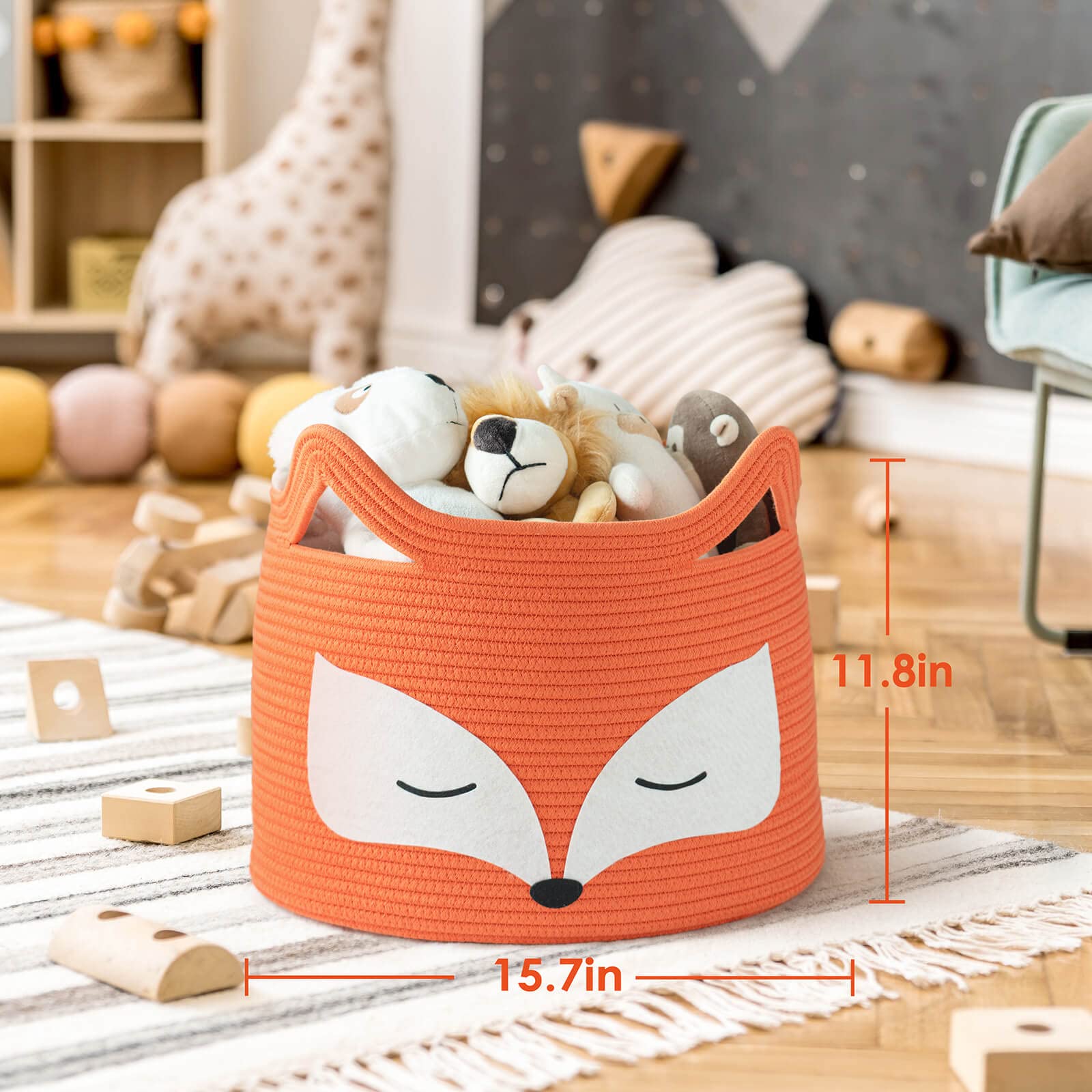 HiChen Fox Decor Basket soft cotton rope close-up highlights safe, touch-friendly texture.