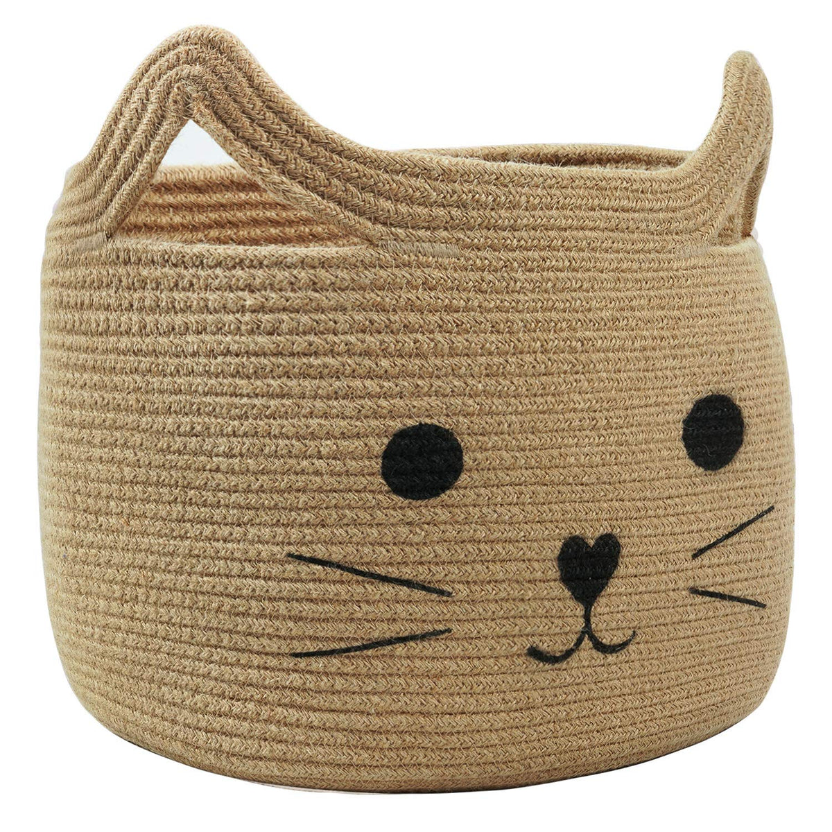 HiChen large woven rope basket front view for blanket and toy storage