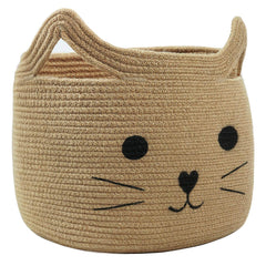 HiChen large woven rope basket front view for blanket and toy storage