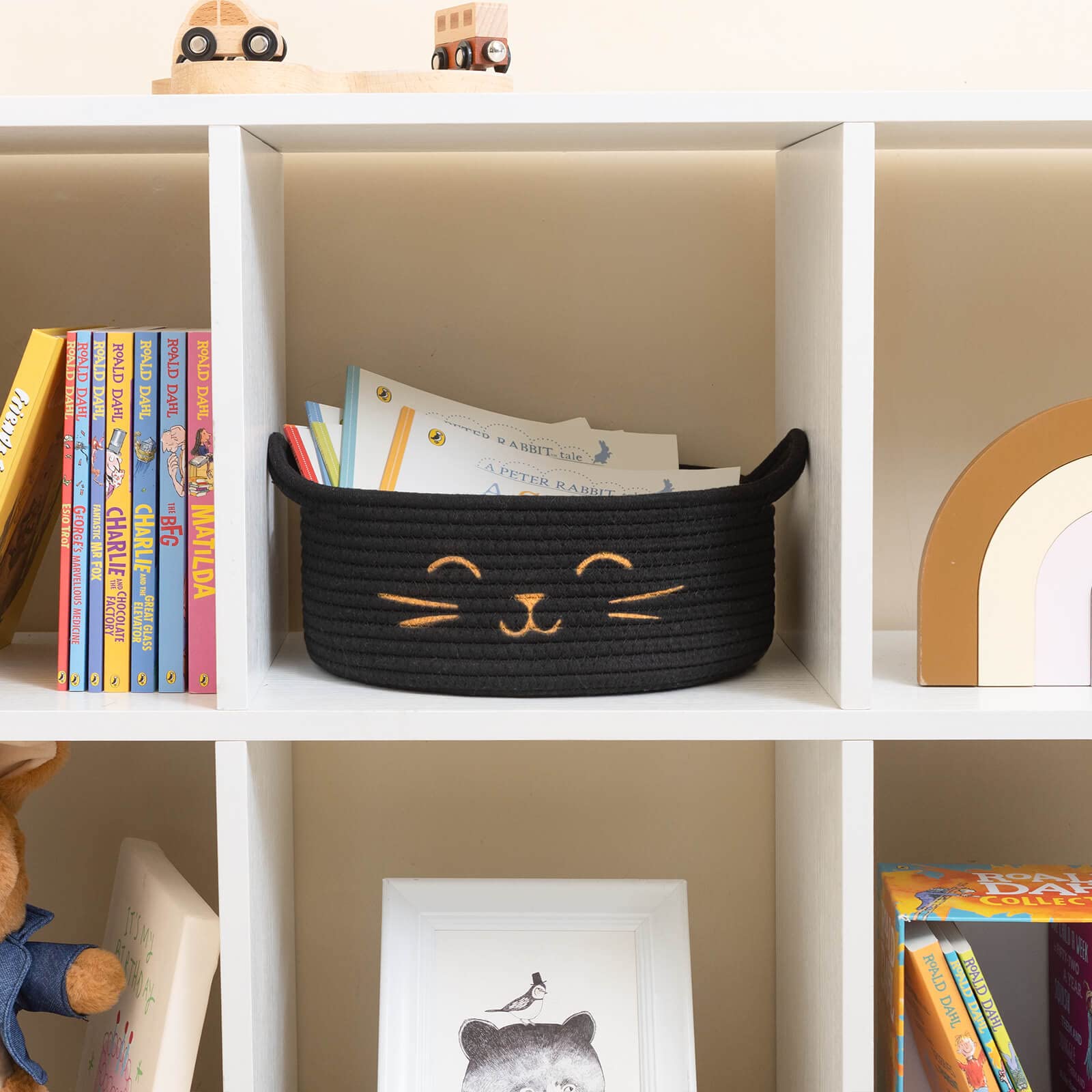 HiChen small storage basket on a shelf complements decor while tidying.