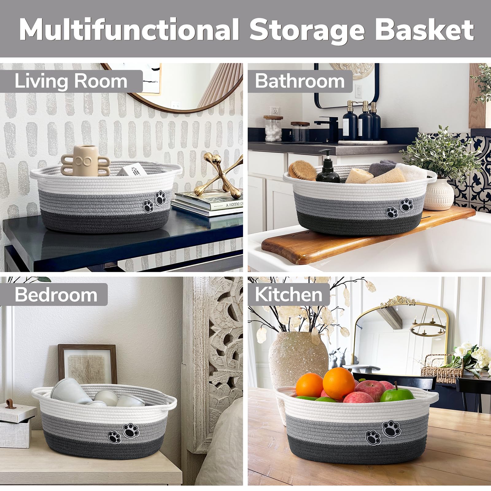 HiChen woven basket in living room setup blends decor with practical organization
