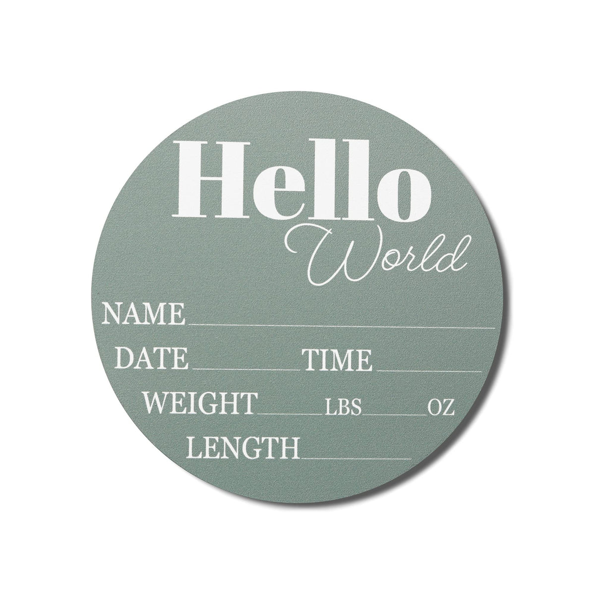 Hickory Hollow Designs sage 6 inch baby announcement sign closeup on durable birch wood