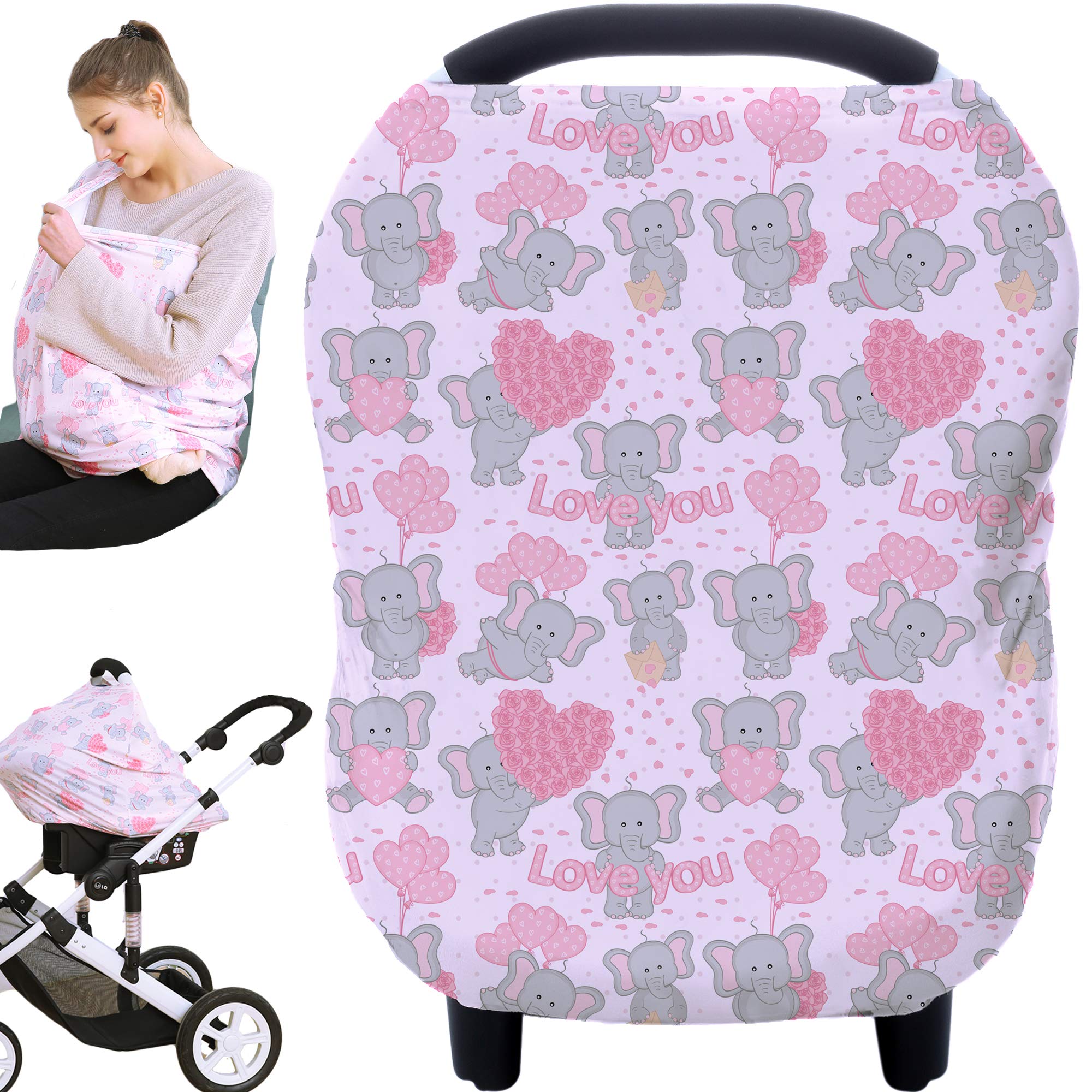 Hicoco elephant-pattern car seat cover provides privacy and style during outings.