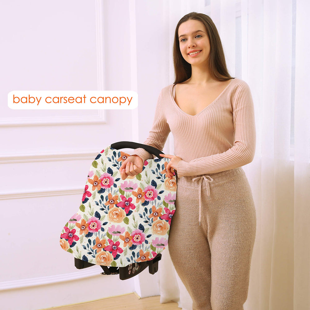 Hicoco carseat cover breathable fabric keeps baby cool while nursing in public.