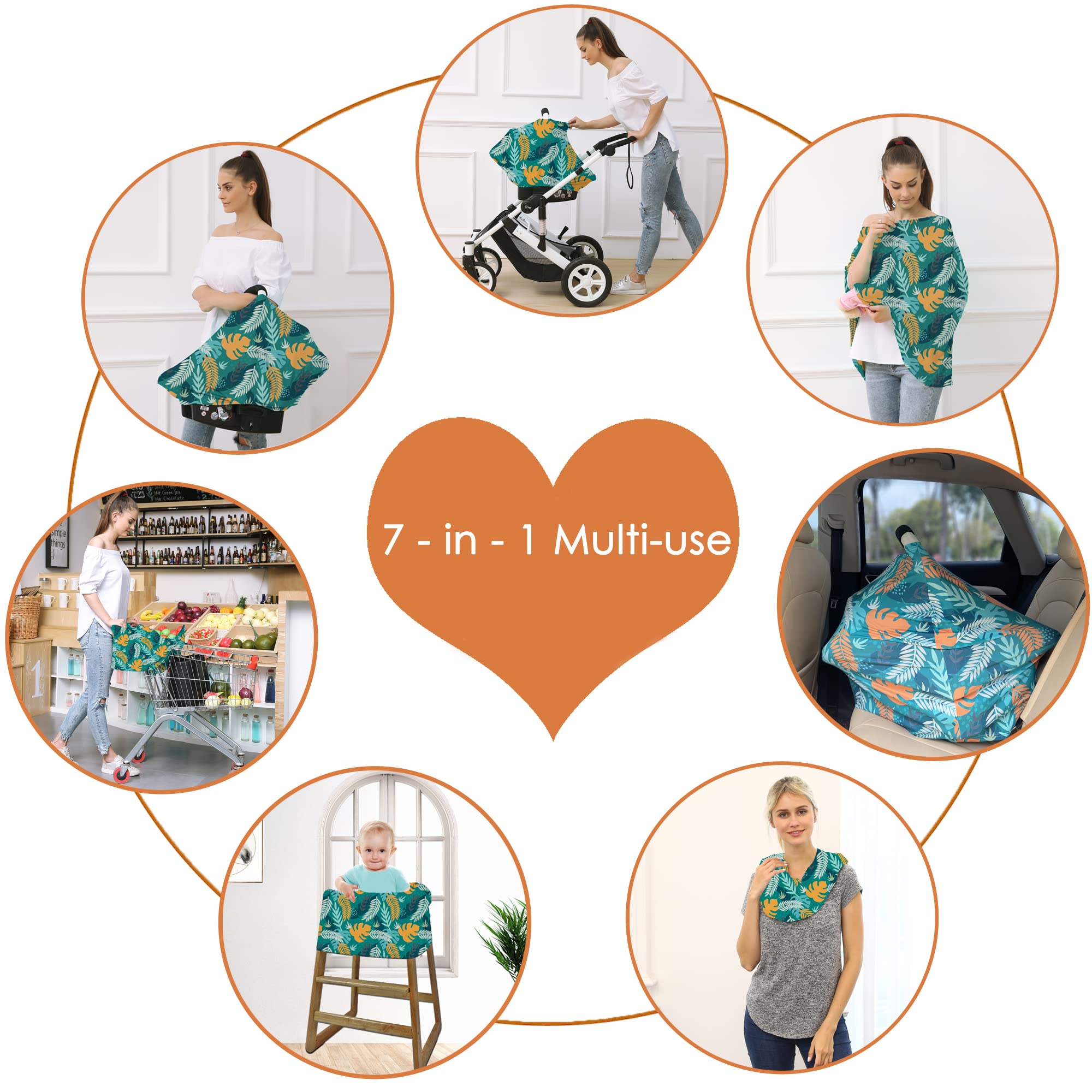 Hicoco shopping cart cover green leaves provides soft barrier and privacy at stores