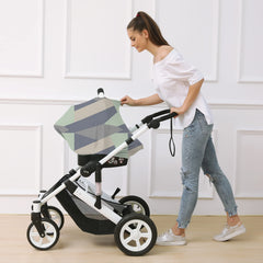 Hicoco stroller cover in Baby Green shields sun and wind during walks