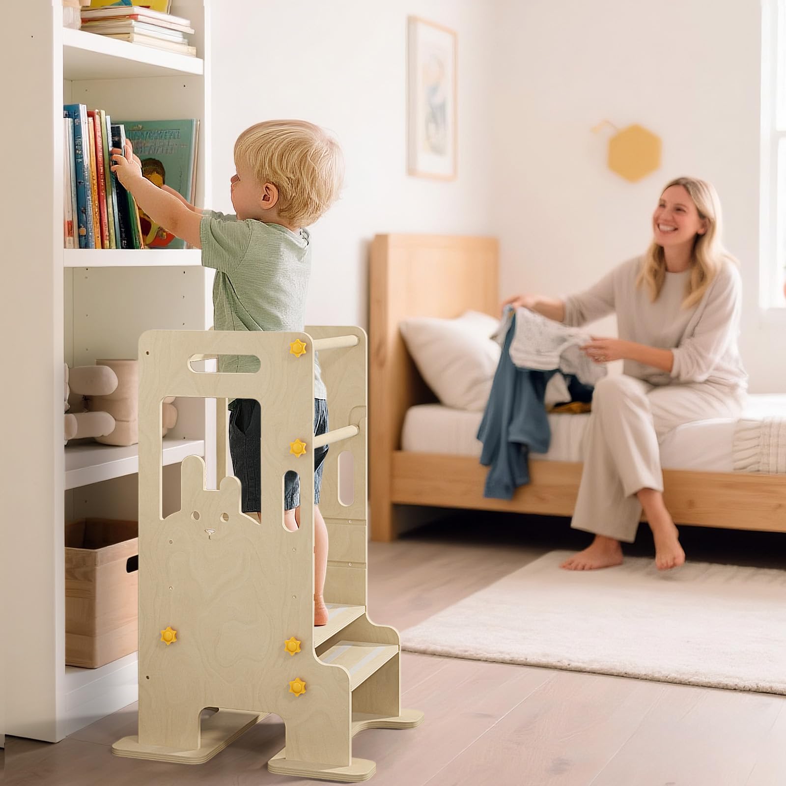 HiCOOO Kids Kitchen Step Stool in use on counters encourages independence.