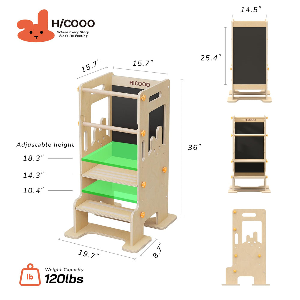 HiCOOO Kids Kitchen Step Stool non-slip base keeps little climbers secure.