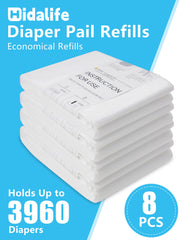 Hidalife diaper-pail refill bags open pack shows easy installation