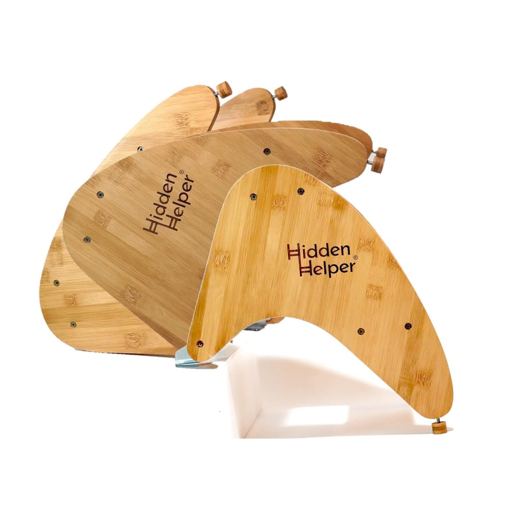 Hidden Helper Montessori step stool folded inside a cabinet for space saving