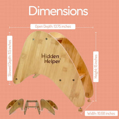 Hidden Helper wooden step stool in natural bamboo finish