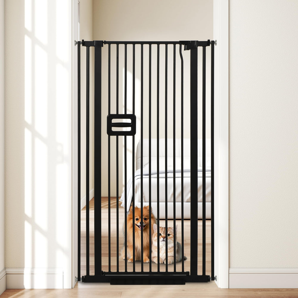 HIDOG 55-inch extra tall cat gate with easy no-drill pressure mounting for doorway safety.
