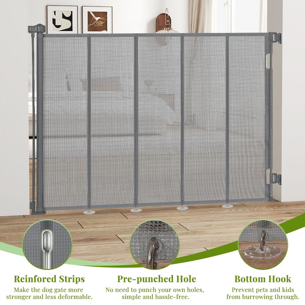 HIDOG gate extended to 59 inches demonstrates versatile width for wider doorways.