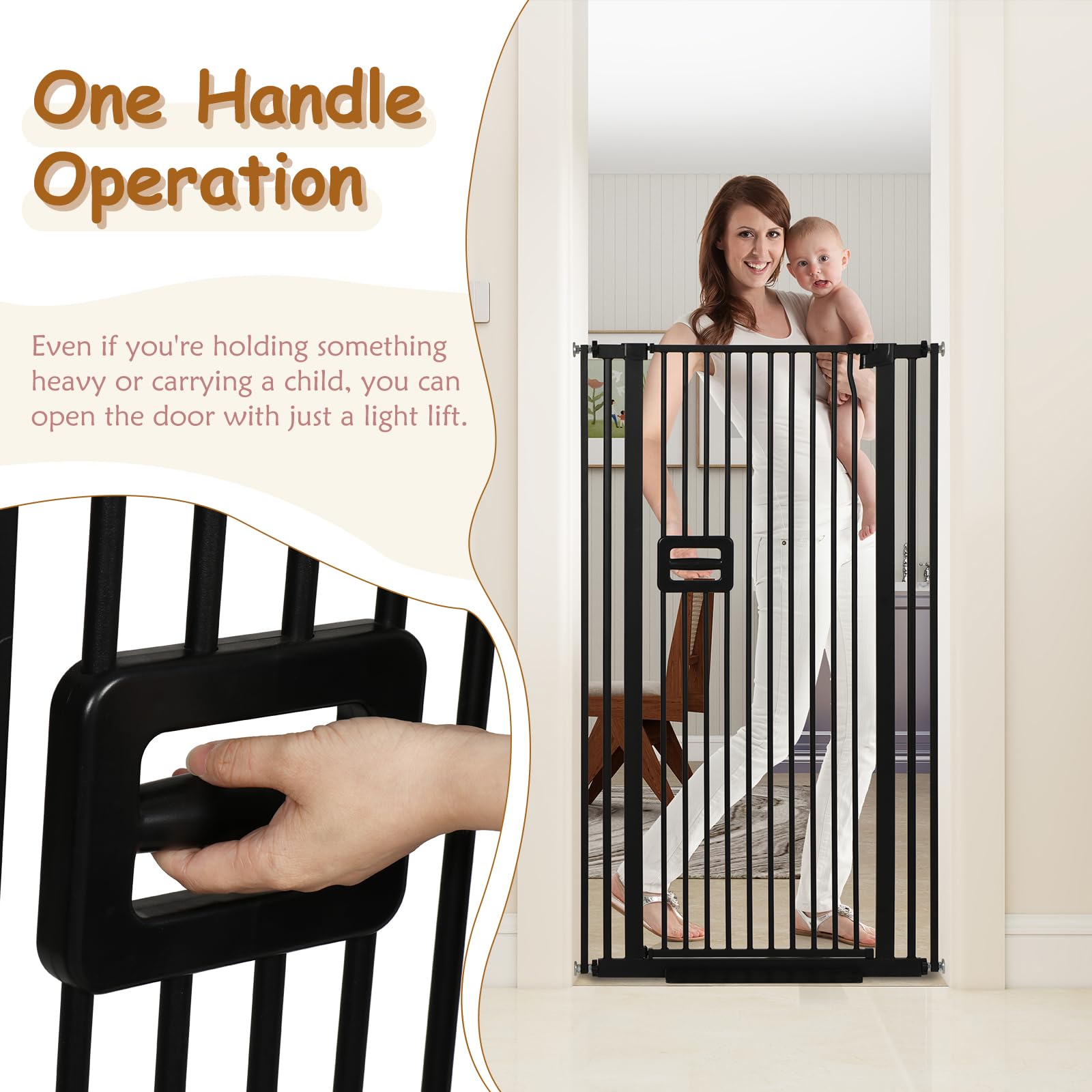 HIDOG tall gate blocks jumps in doorways and stairways.