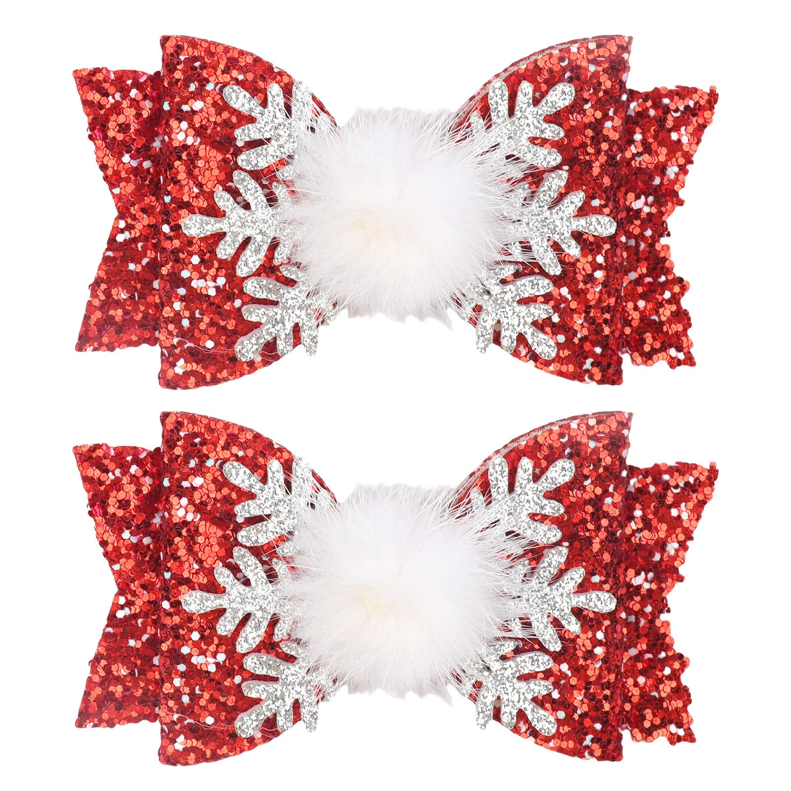 HIFANMM snowflake bows with red glitter add holiday sparkle for party outfits