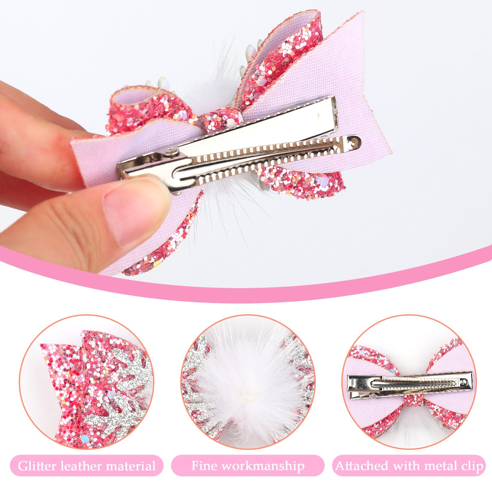 HIFANMM snowflake bow clip in soft colors blends with many outfits
