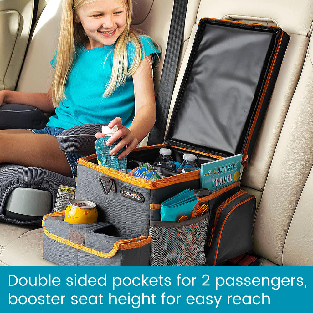 High Road CarHop backseat organizer helps keep kids organized on trips.