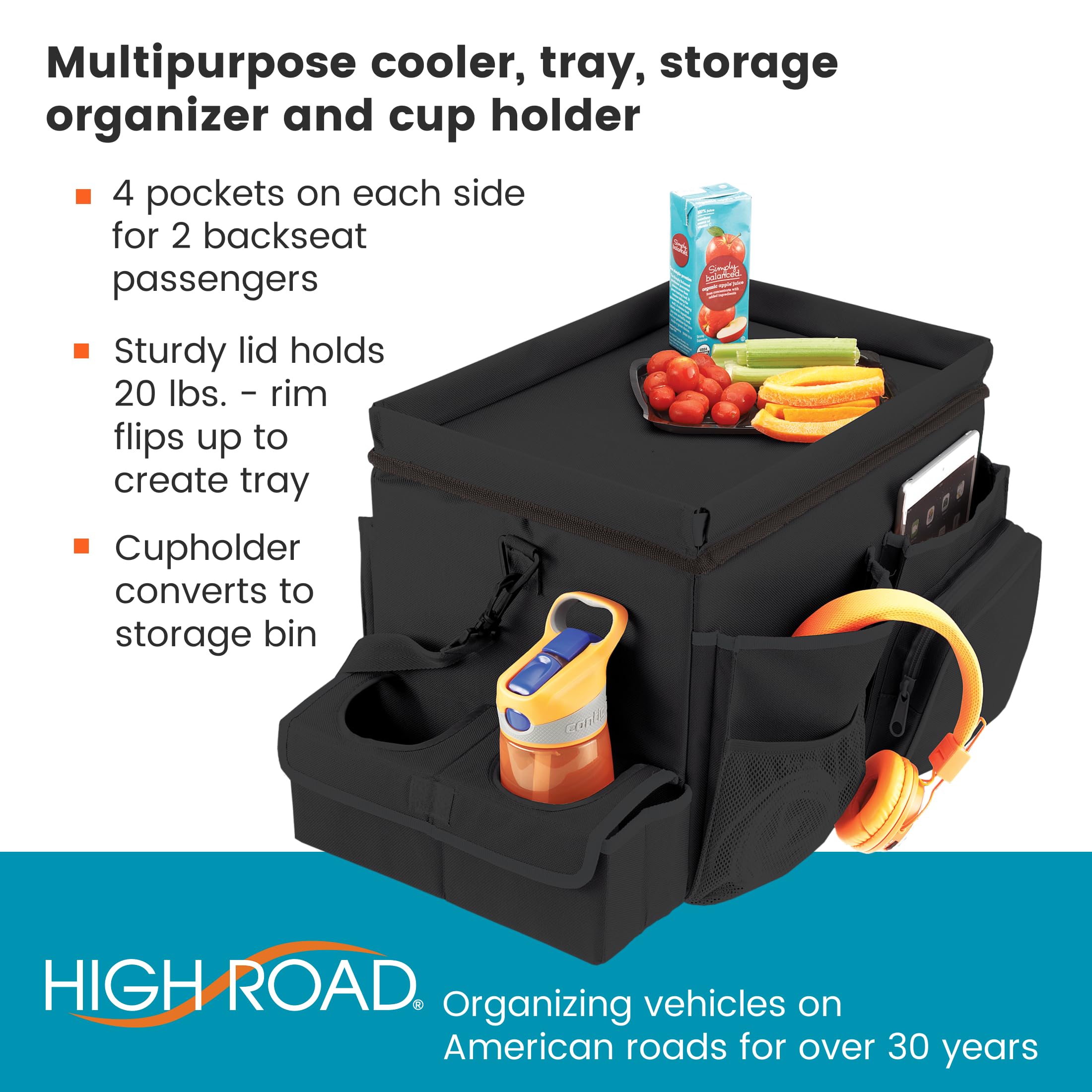 High Road CarHop insulated cooler compartment for snacks and drinks on trips