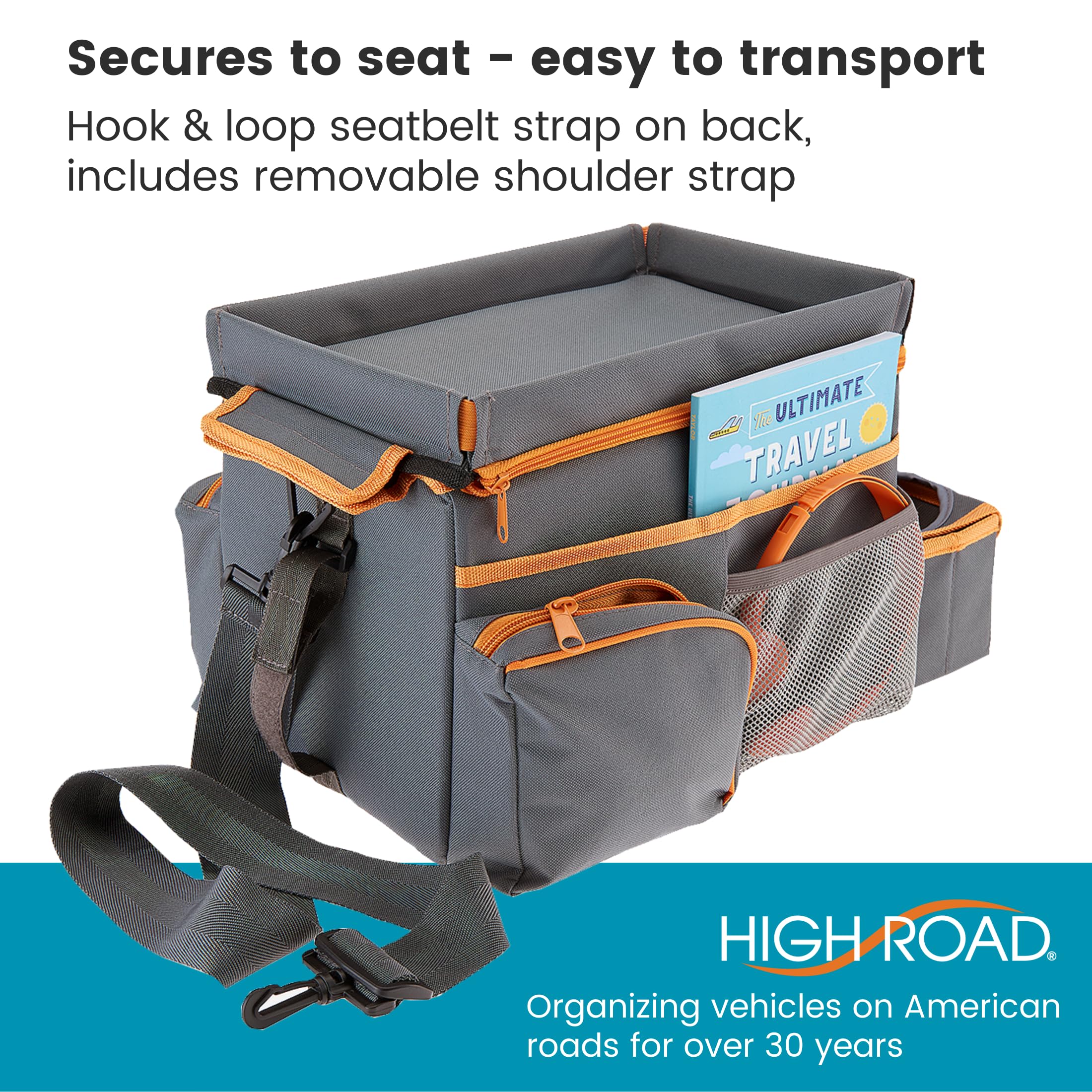 High Road CarHop pivoting clips attach securely to headrests.