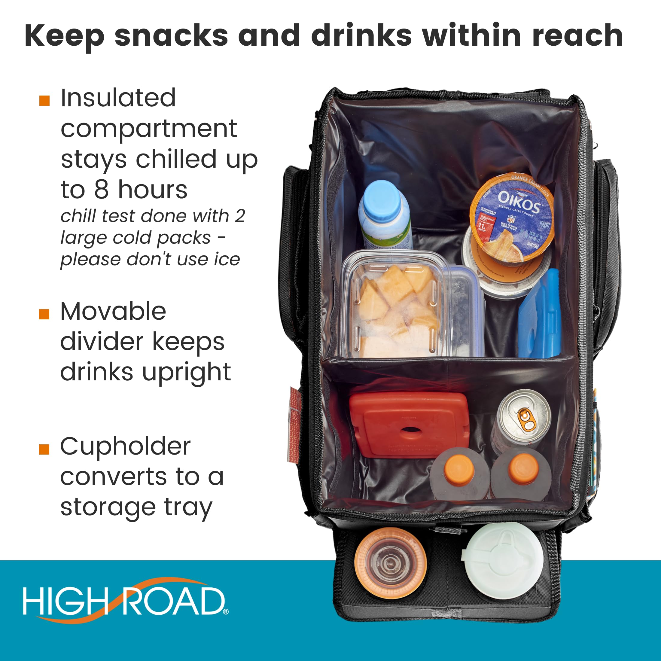 High Road CarHop side pockets organize small items for passengers