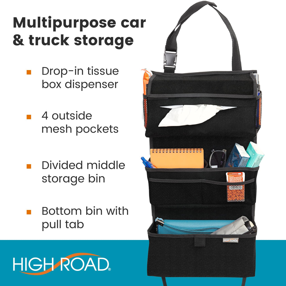 High Road Storage Organizer headrest strap provides stable attachment