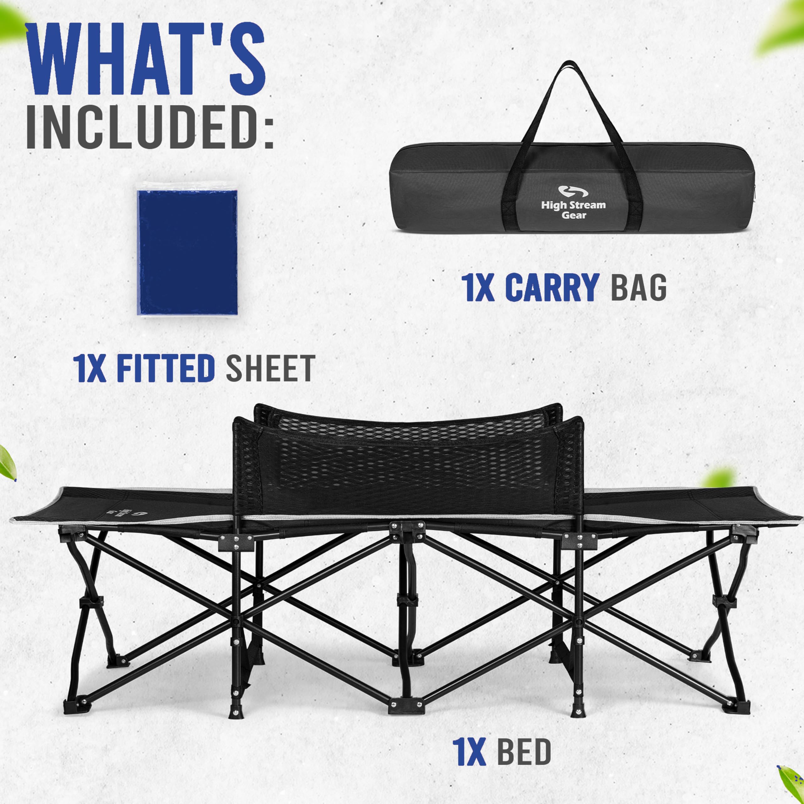 High Stream Gear cot supports up to 330 lb for versatile use.