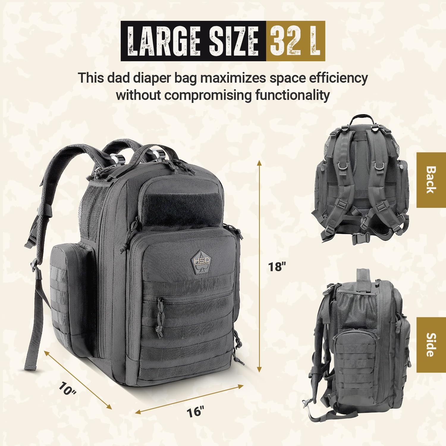 HighSpeedDaddy diaper-backpack-compact-32l roomy capacity for trips