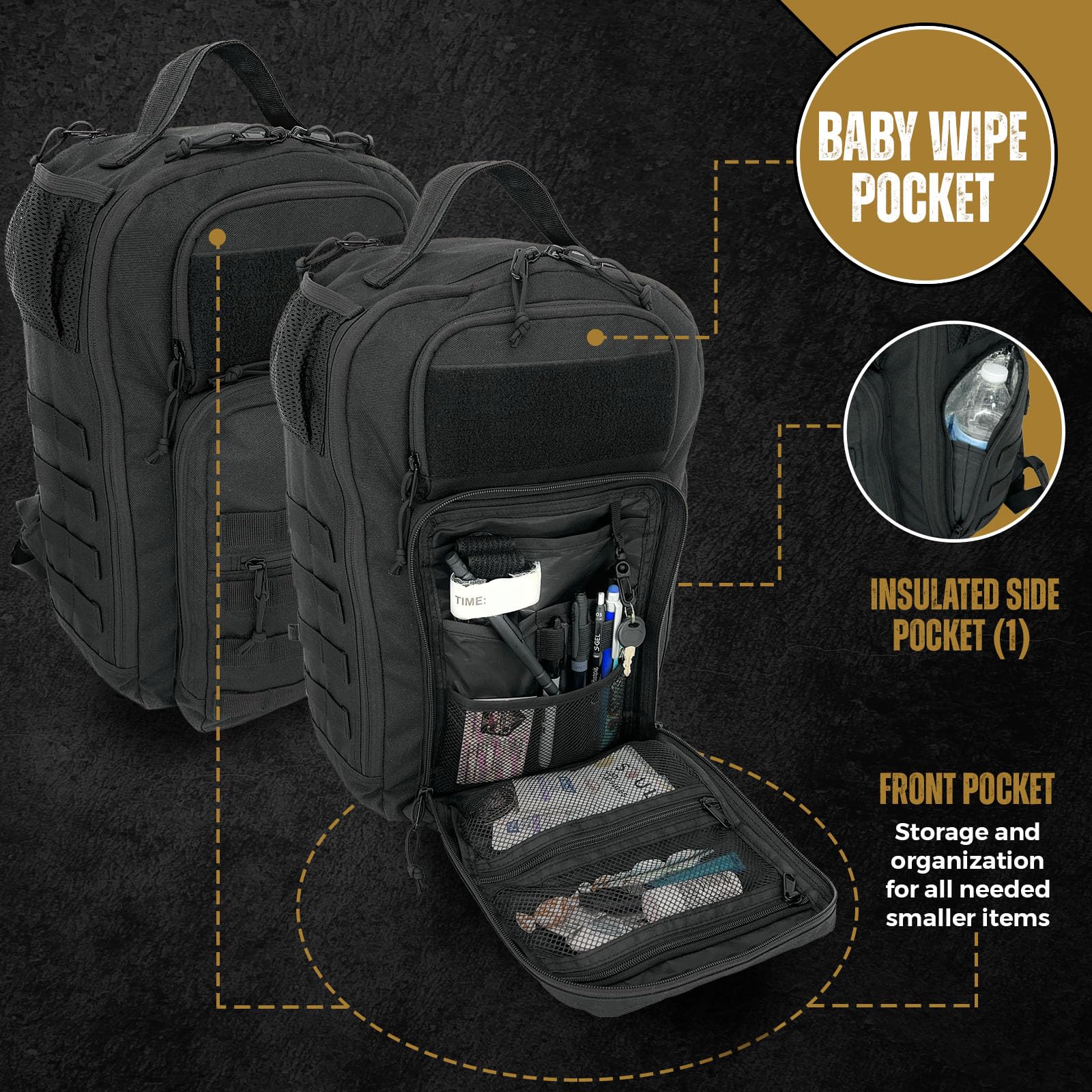 HighSpeedDaddy diaper bag with MOLLE webbing for versatile gear