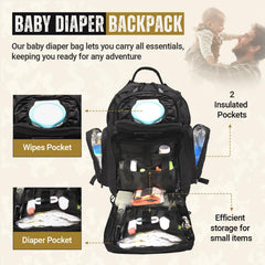 HighSpeedDaddy diaper backpack with insulated bottle pockets keeps drinks at temperature while traveling