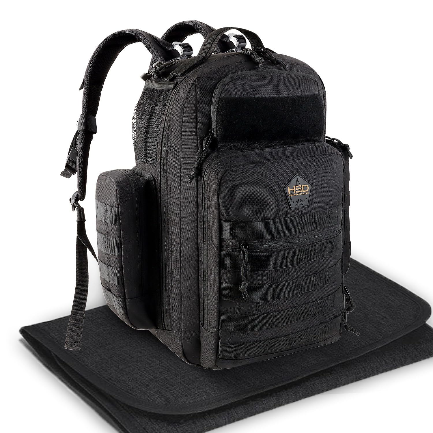 HighSpeedDaddy original diaper backpack shows water-resistant fabric for rugged daily use