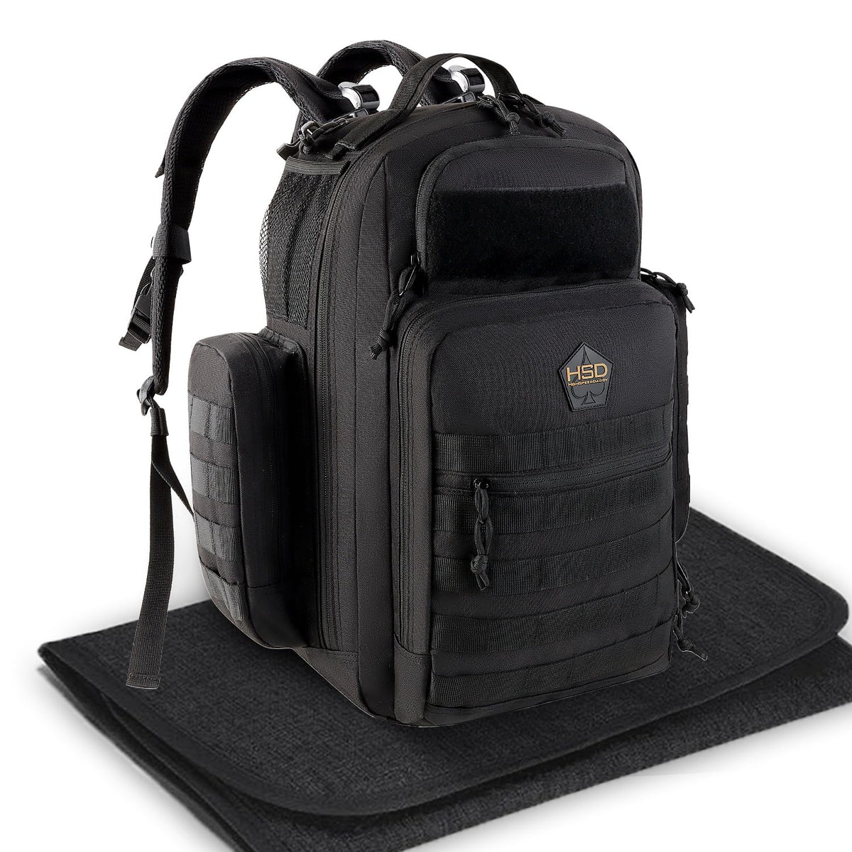 HighSpeedDaddy original diaper backpack shows water-resistant fabric for rugged daily use