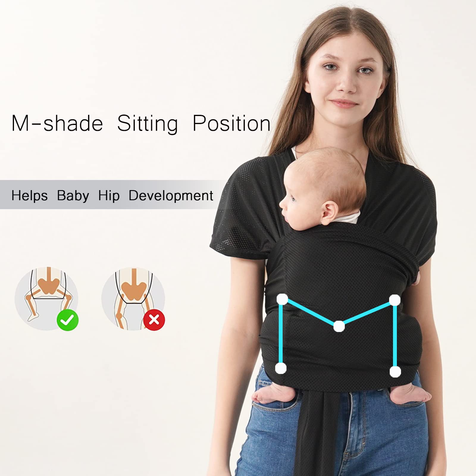 Hilabab Baby Warps Carrier air-mesh breathable fabric enhances baby comfort.