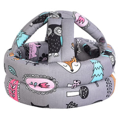 Hilihali baby safety helmet worn on a toddler head, forest grey design for protective head support