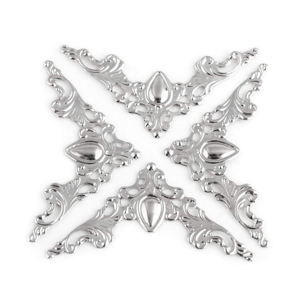 Hilitand antique metal corner protectors in silver white protect packaging while adding vintage charm.