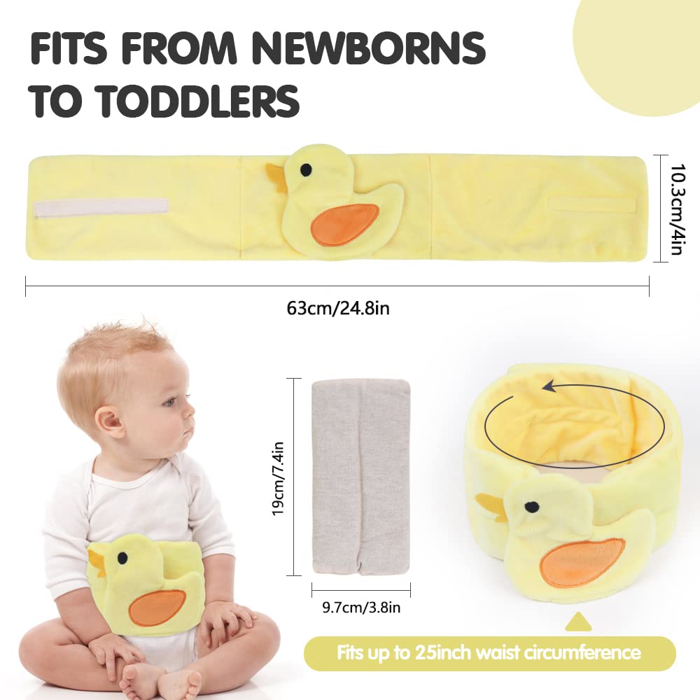 Hilph baby colic gas belt in use shows wrap around midsection for comfort.