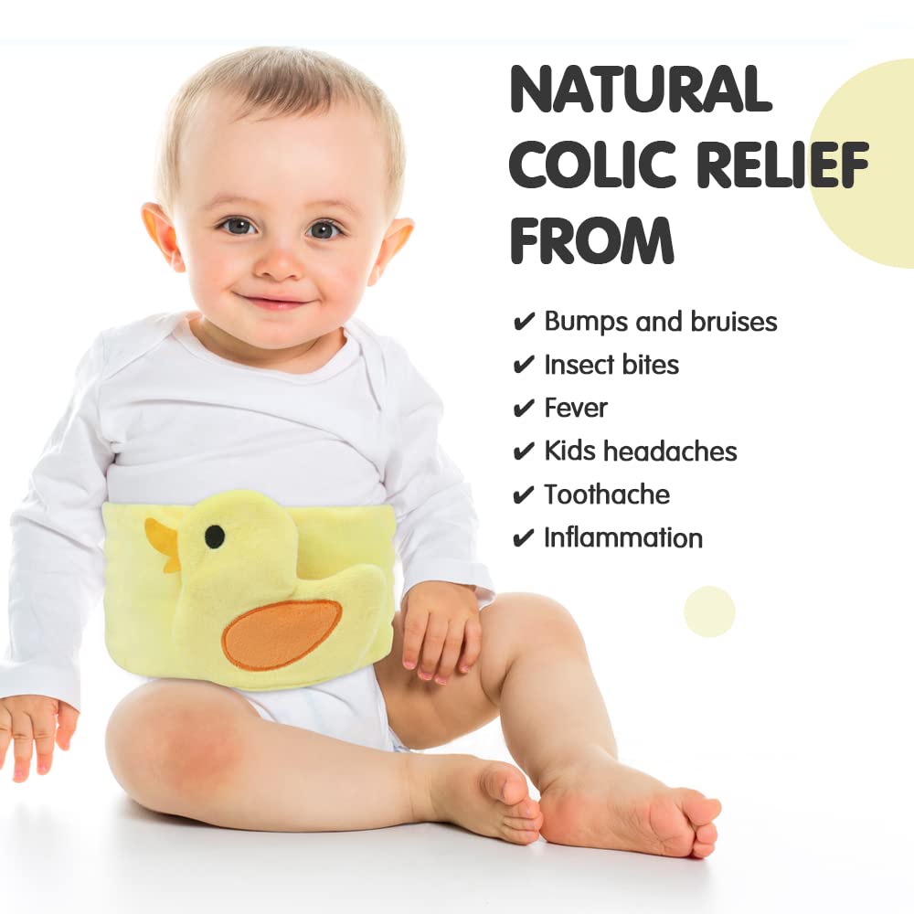 Hilph baby colic gas belt microwave heat demonstrates safe reusable warmth therapy.