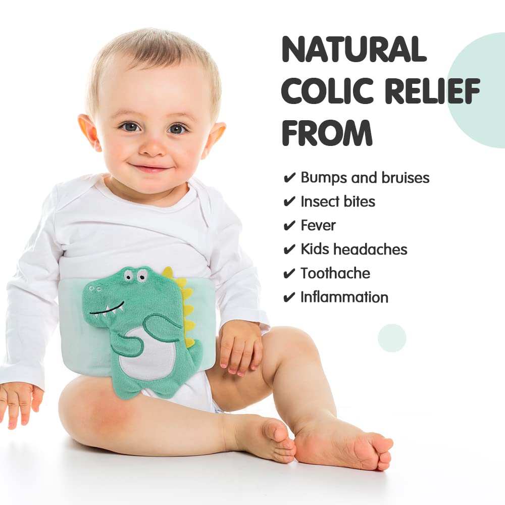 Hilph baby colic wrap worn by infant with adjustable Velcro for a snug, safe fit