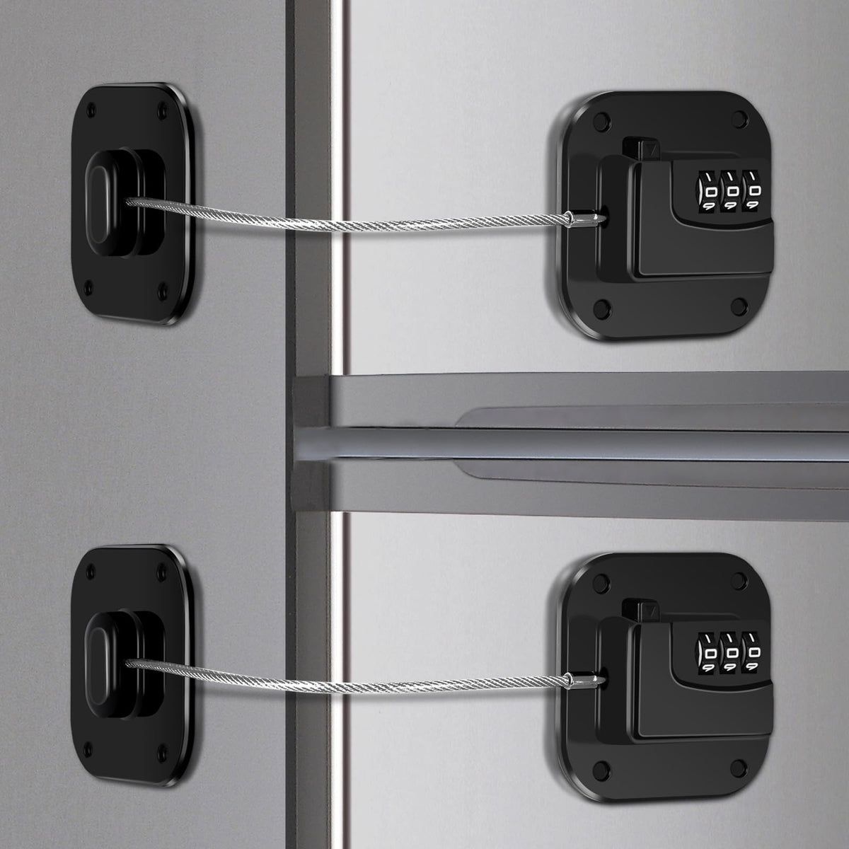 Himake fridge lock 2-pack close-up shows durable steel design for dependable cabinet security.