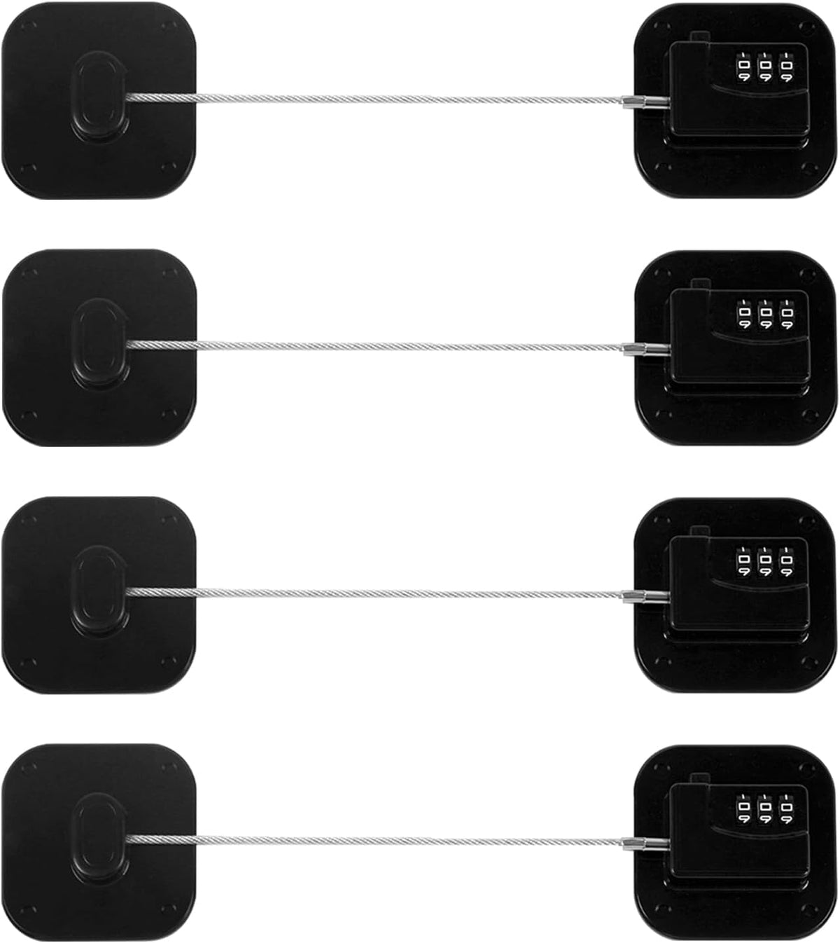 Himake fridge lock black four-pack securing doors and drawers for kitchen safety.