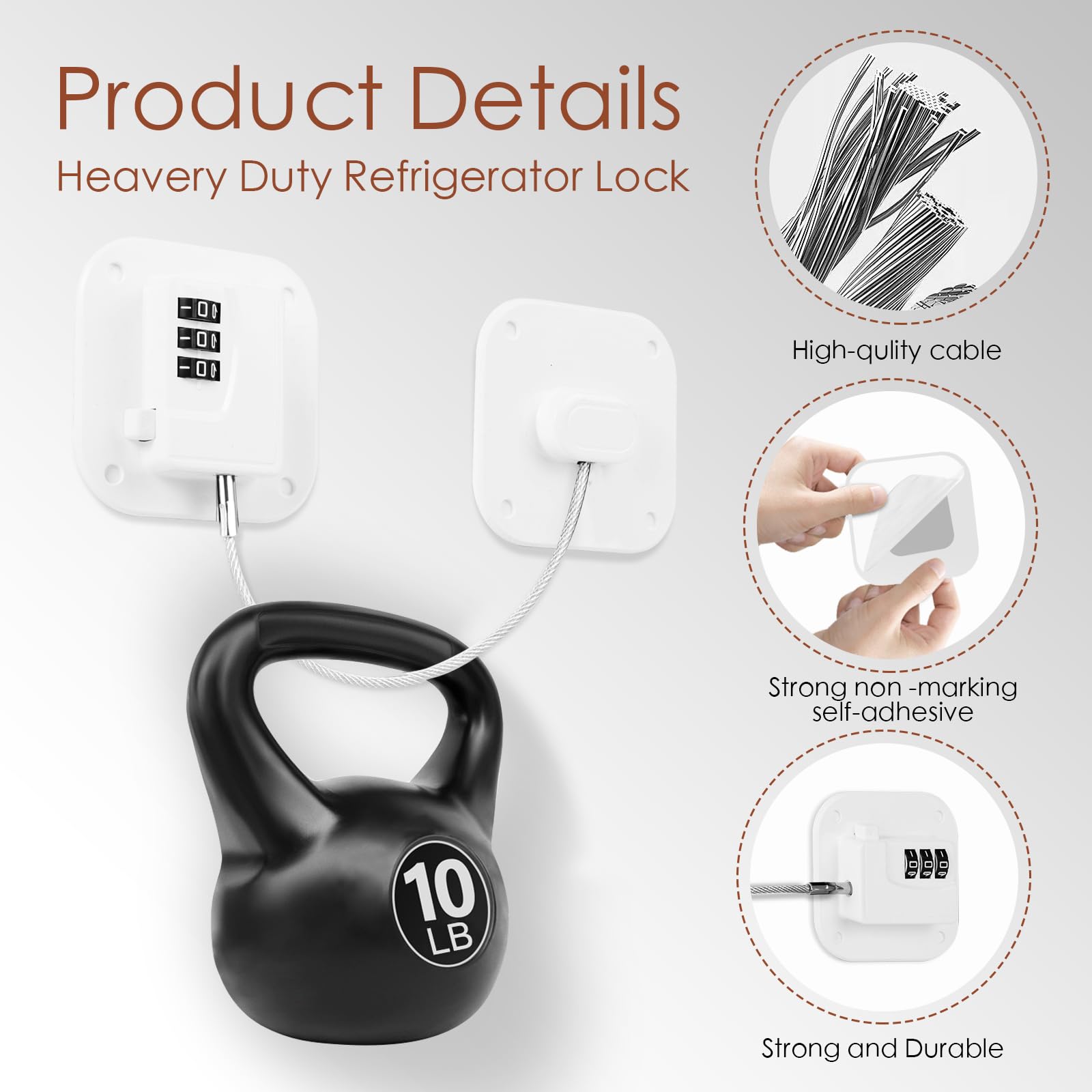 Himake refrigerator lock installed on cabinet shows easy adhesive installation.