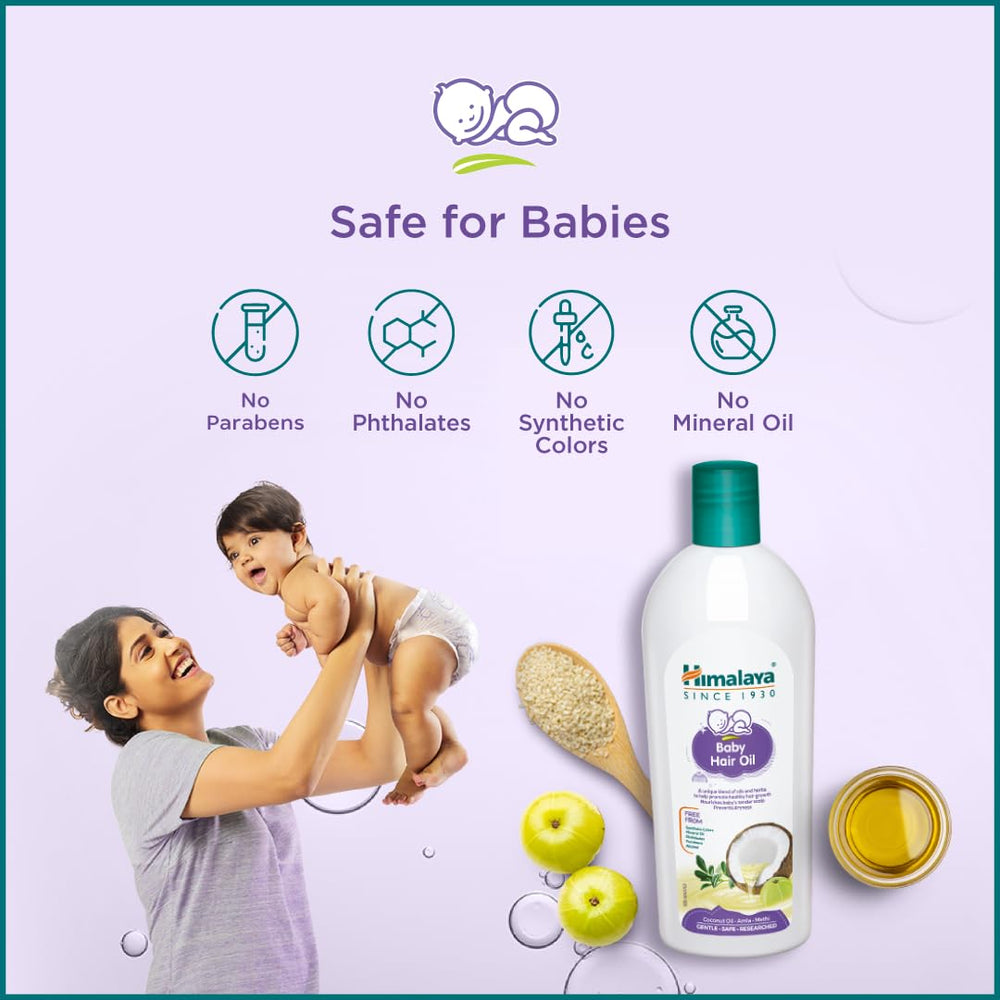 Himalaya Baby Hair Oil sesame brings gentle moisture and shine.