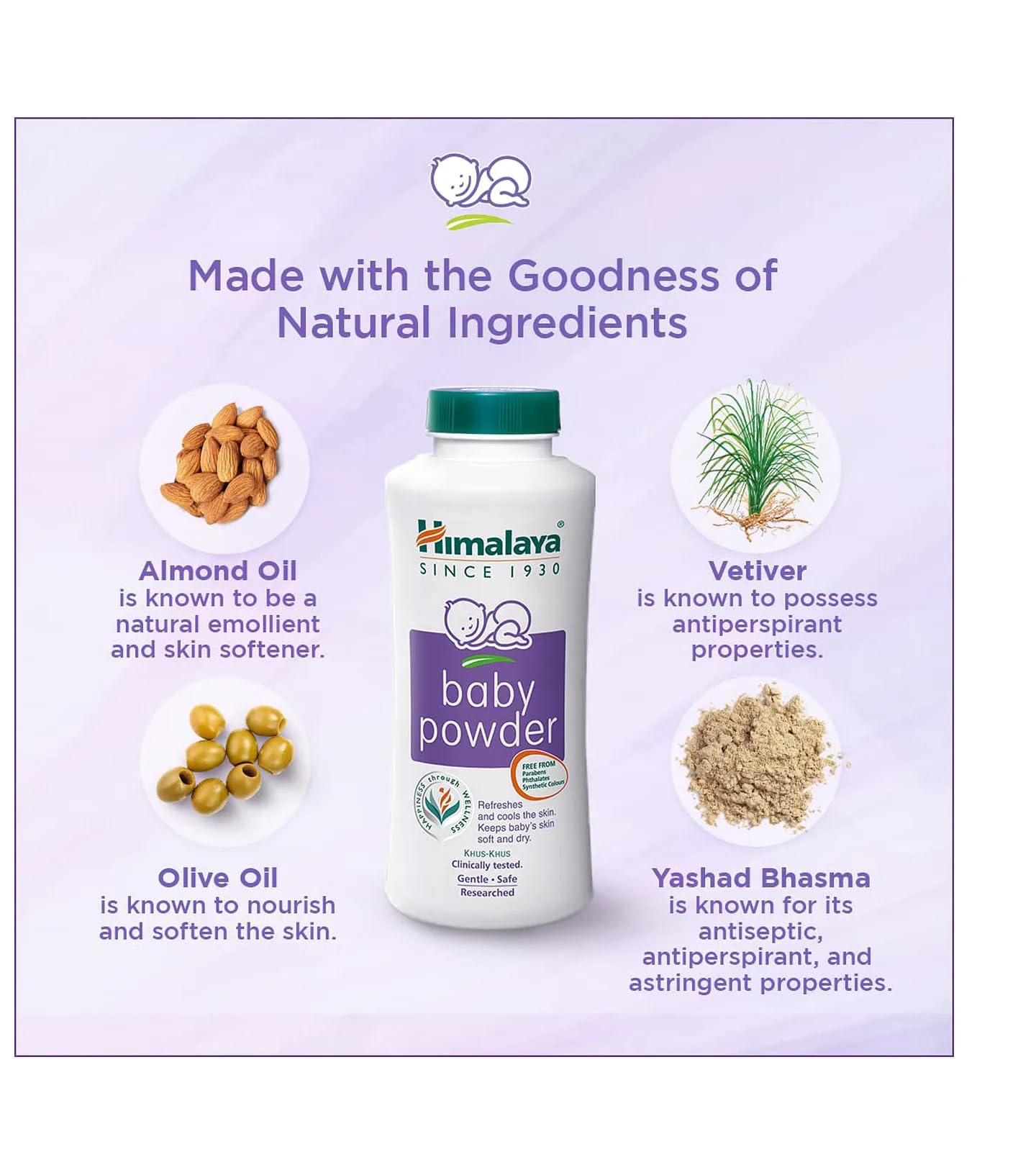 Warning style image: Himalaya Baby Powder avoid eye-area for safe care