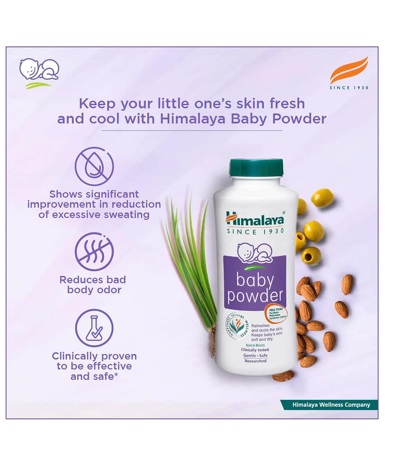 Himalaya Baby Powder cooling effect evokes freshness during diaper changes