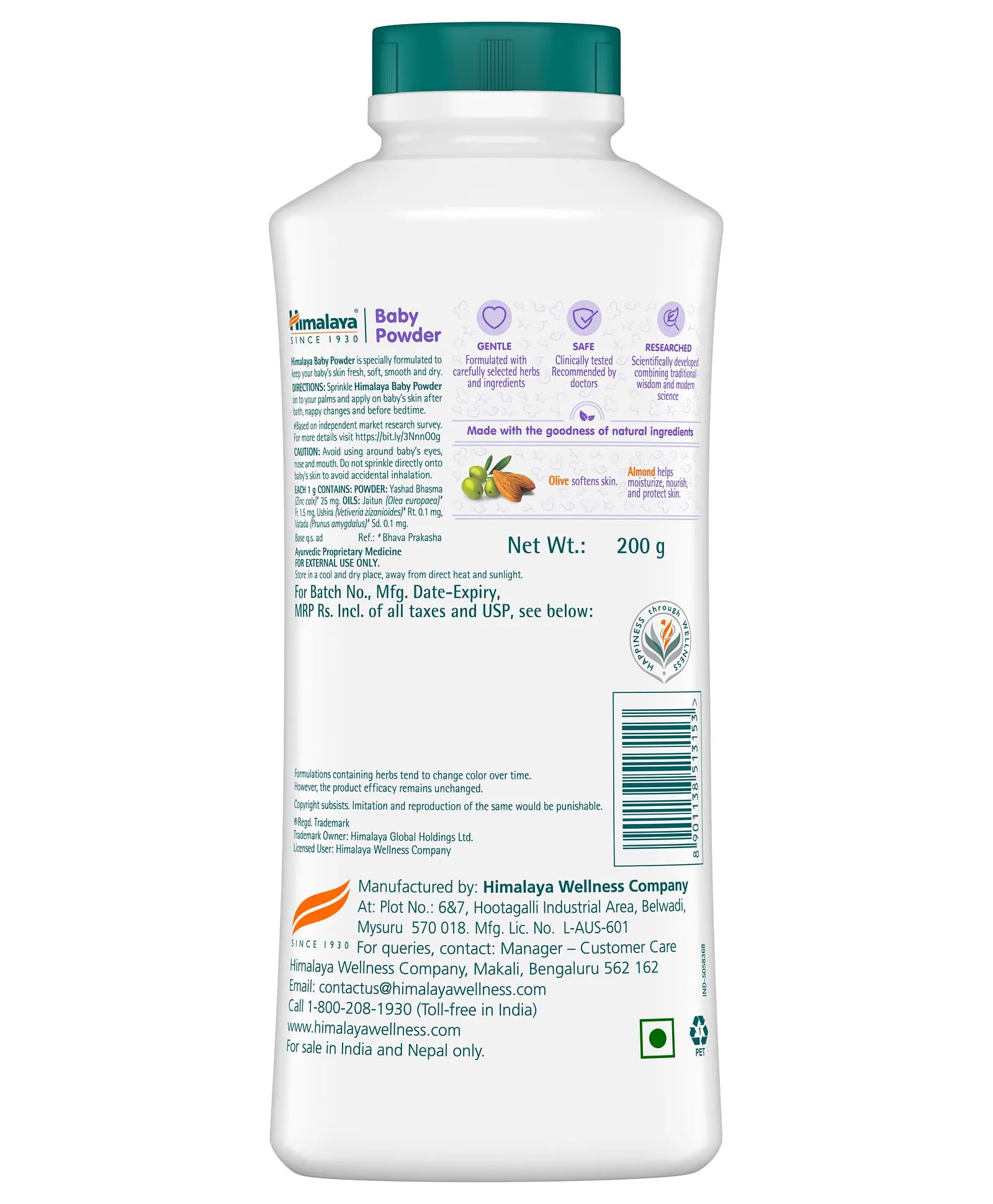 Dust-free application of Himalaya Baby Powder supports clean, comfortable routines