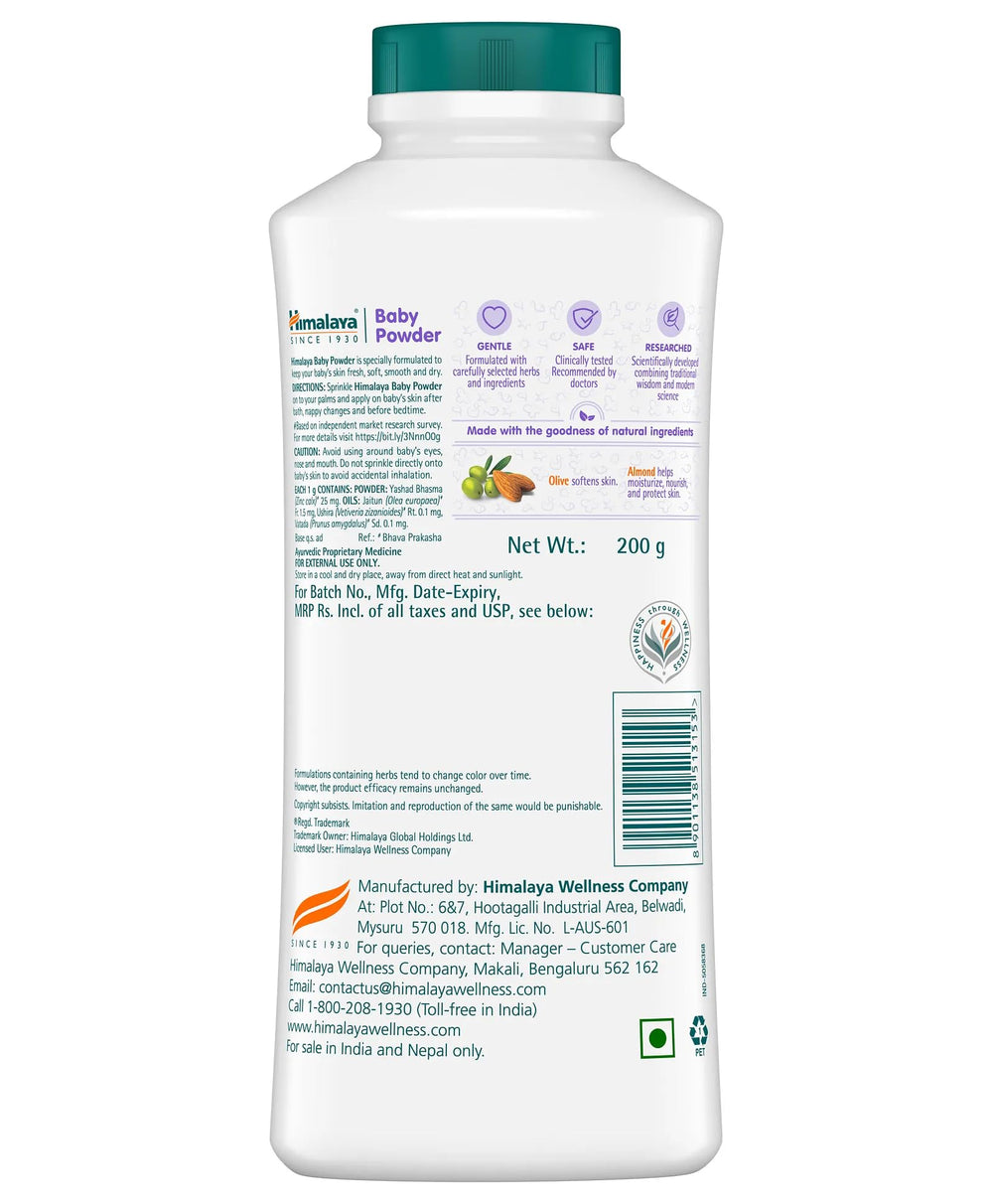 Dust-free application of Himalaya Baby Powder supports clean, comfortable routines