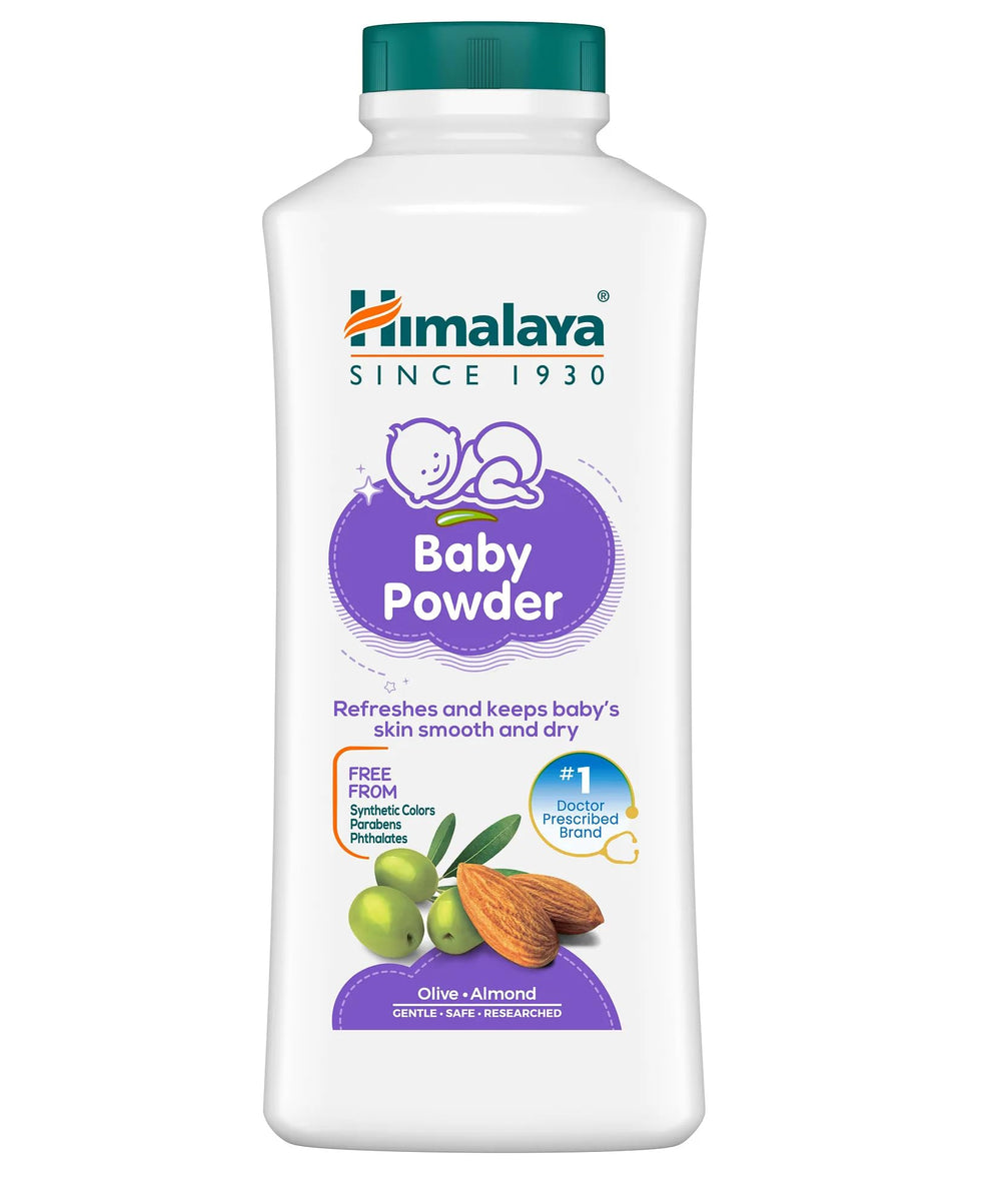 Himalaya Baby Powder packaging shows a gentle, travel-friendly container for daily care
