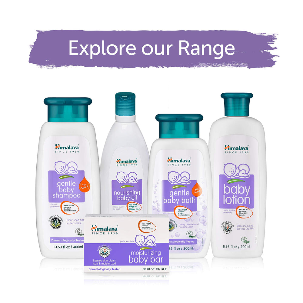 Himalaya Gentle Baby Shampoo cruelty-free logo reinforces ethical care during hair washing.
