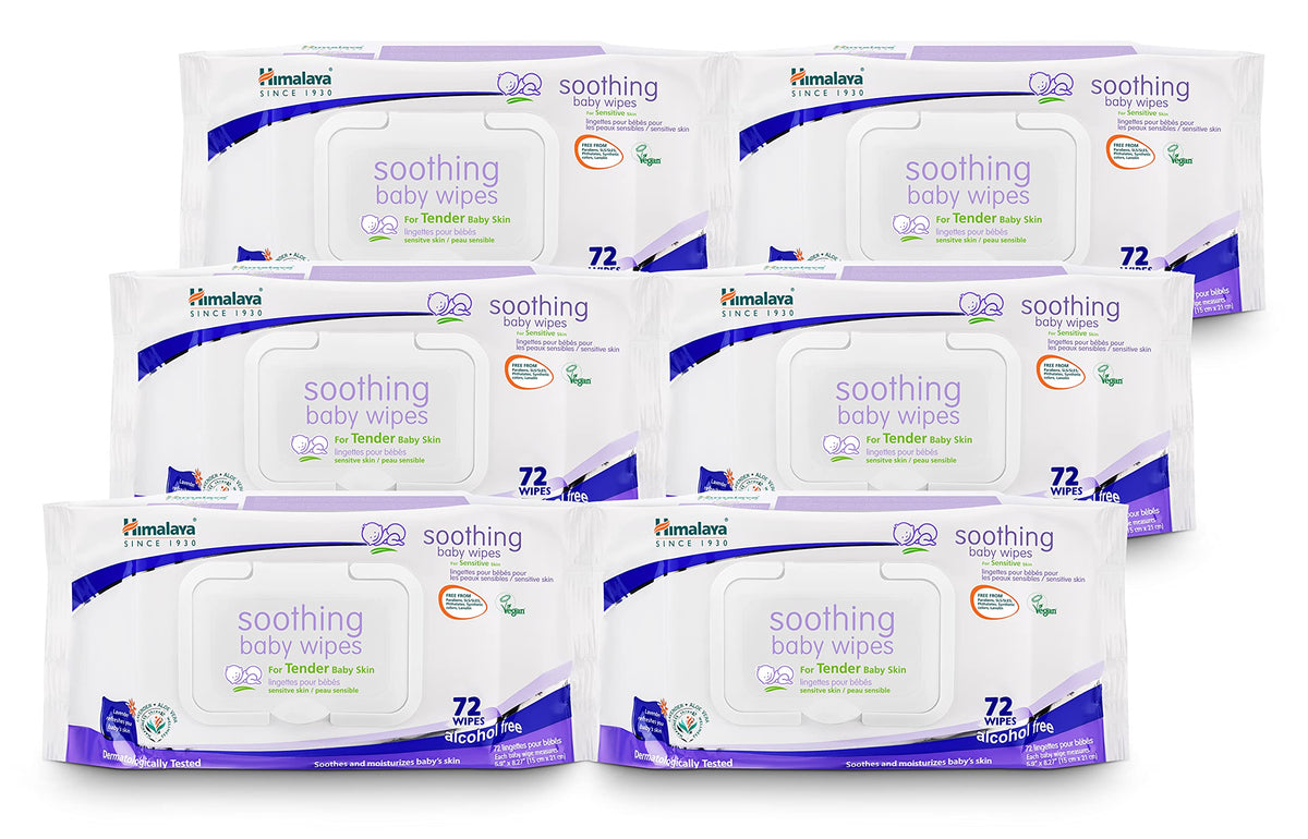 Himalaya Soothing Baby Wipes 6-pack front view for on-the-go diaper changes