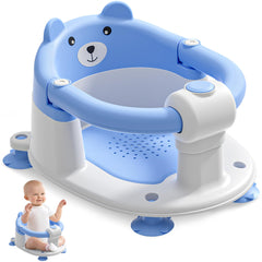 Himold baby bath seat blue front view for stable, comfortable bathing.